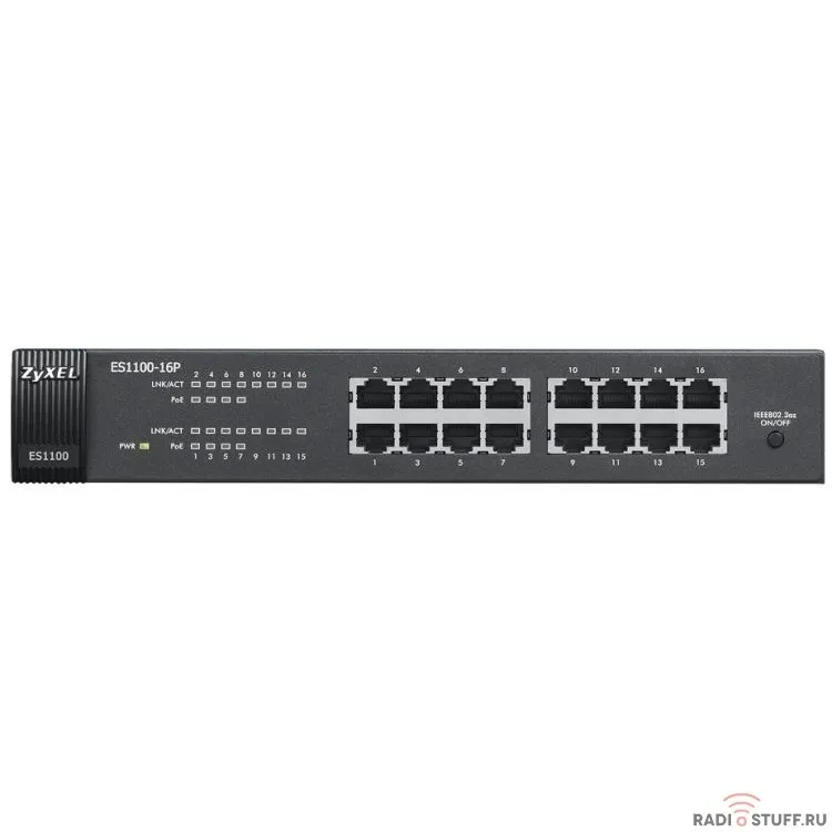 ZYXEL ES1100-16P-EU0102F Коммутатор 16-портовый Fast Ethernet c 8 портами PoE 