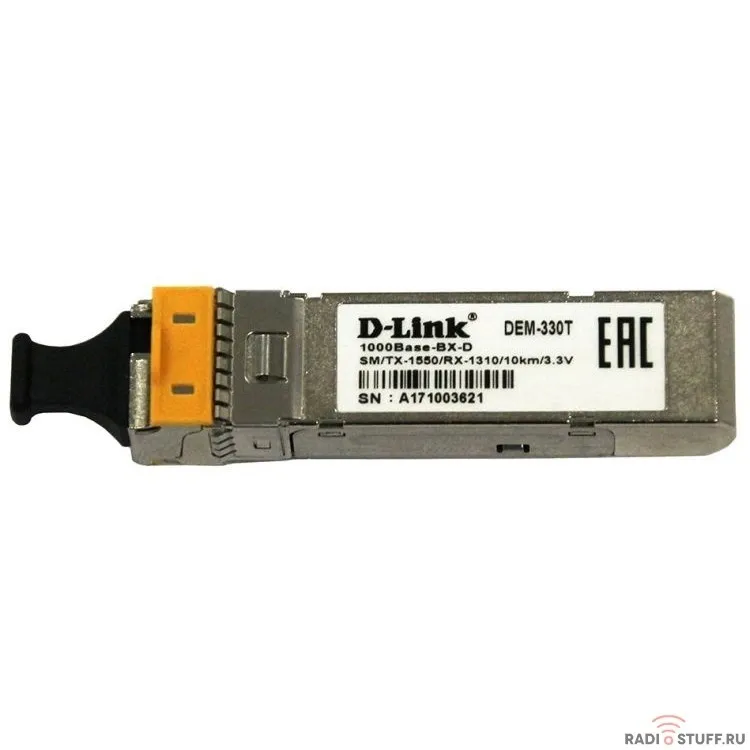 D-Link 330T/10KM/A1A 1000BASE-LX Single-mode 20KM WDM SFP Tranceiver, support 3.3V power, LC connector 