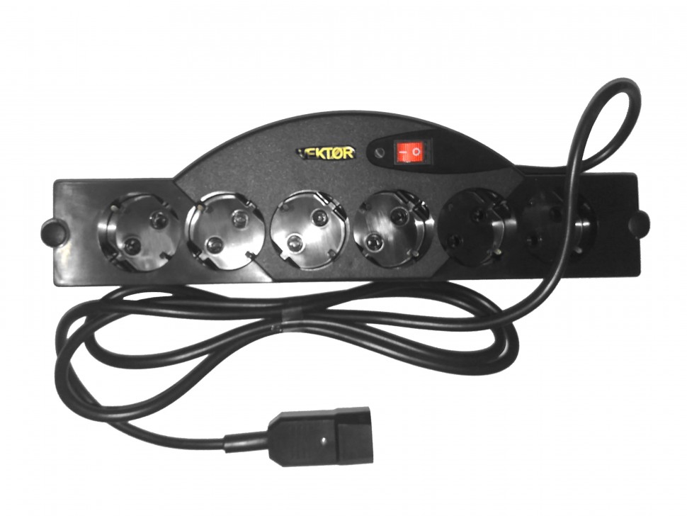 Сетевой фильтр Vektor SOFT с разъемом С14, 1,8 м, 6 розеток, черный