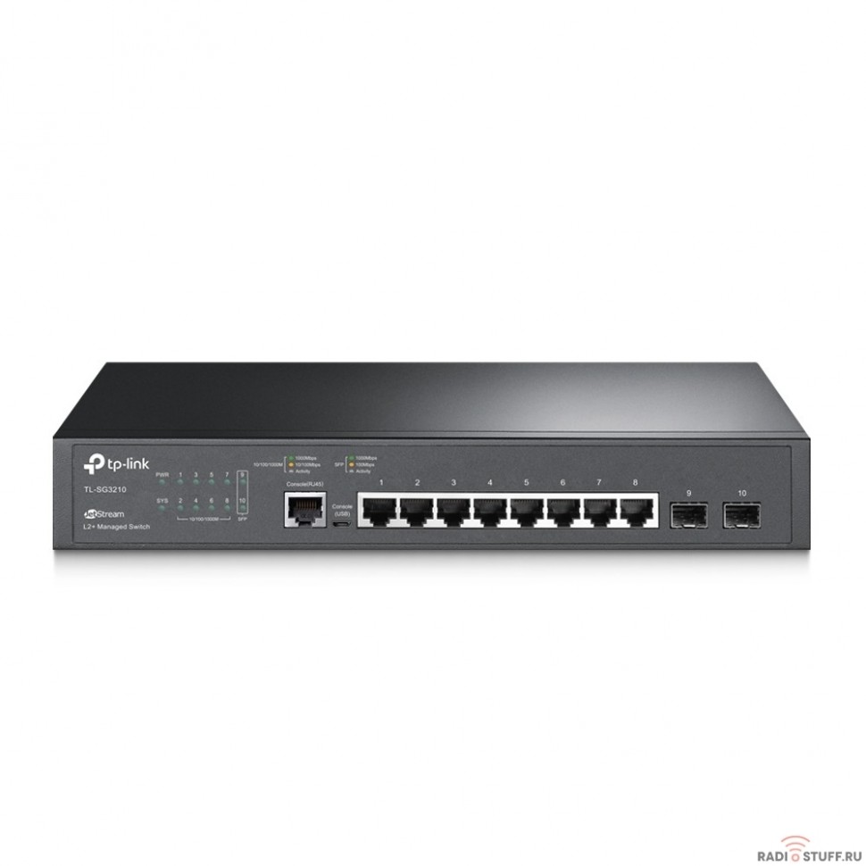 TP-Link TL-SG3210 JetStream 8-портовый гигабитный управляемый коммутатор уровня 2+ с 2 SFP-слотами