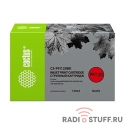 Картридж струйный Cactus CS-PFI120BK черный (130мл) для Canon imagePROGRAF TM-200/TM-205/TM-300/TM-305