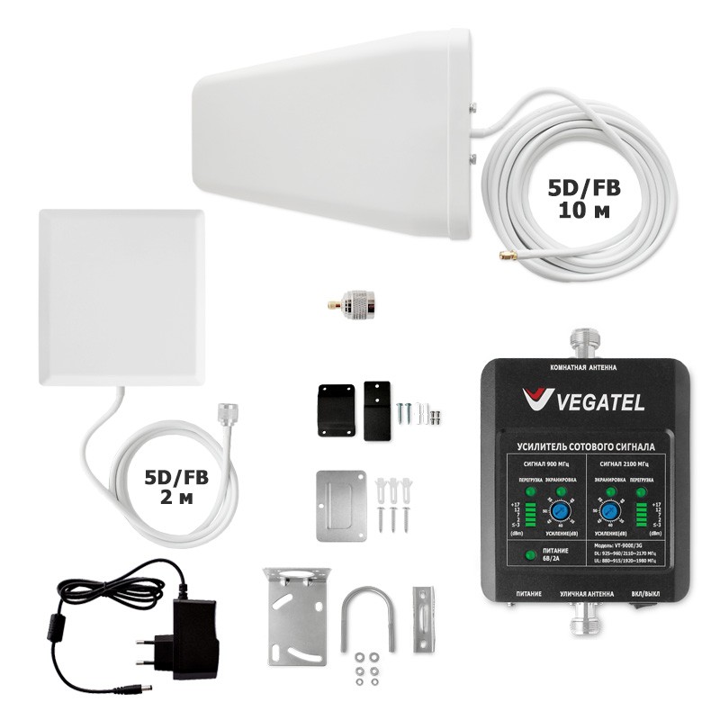 VEGATEL VT-900E/3G-kit (дом, LED) усилитель сотовой связи и 3G интернета для дома